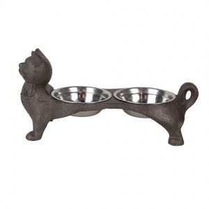Misky pro kočku v litinovém stojanu kočky - 39*15*19 cm / 2*225 ml