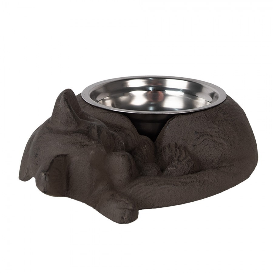 Miska pro kočky ve tvaru hnědé litinové kočky - 32*23*10 cm / 325 ml
