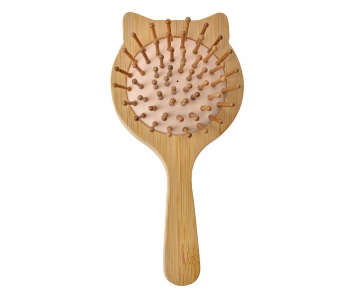 Hair Brush 16x8x3 Cm Brown Beige Wood Glass Cat - 16*8*3 cm Clayre & Eef