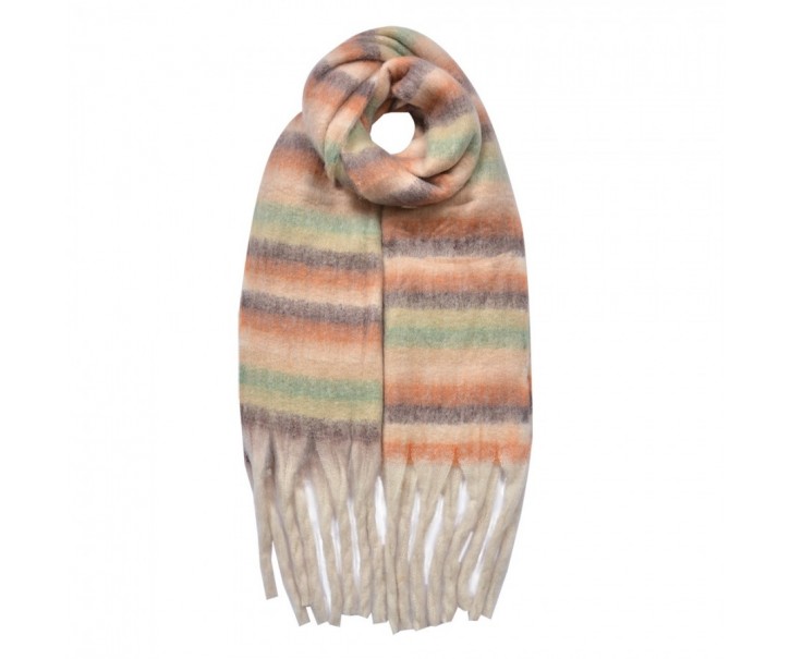 Winter Scarf Women 39x200 Cm Beige Synthetic Rectangle Scarf - Fashion Clayre & Eef