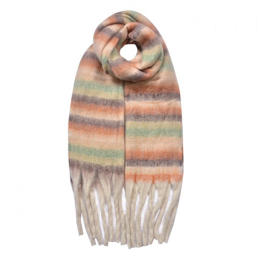 Winter Scarf Women 39x200 Cm Beige Synthetic Rectangle Scarf - Fashion