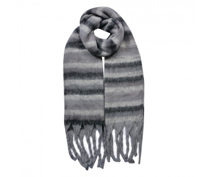 Winter Scarf Women 39x200 Cm Grey Synthetic Rectangle Scarf - Fashion Clayre & Eef