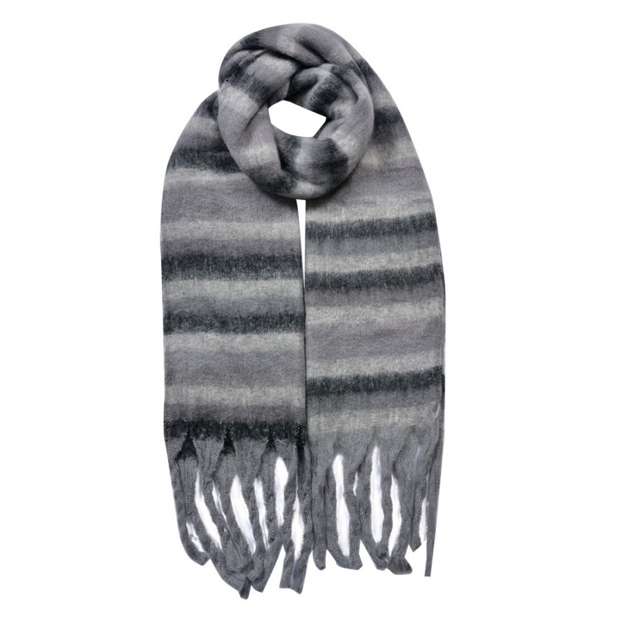 Winter Scarf Women 39x200 Cm Grey Synthetic Rectangle Scarf - Fashion