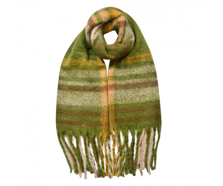 Winter Scarf Women 39x200 Cm Green Brown Synthetic Rectangle Scarf - Series Clayre & Eef