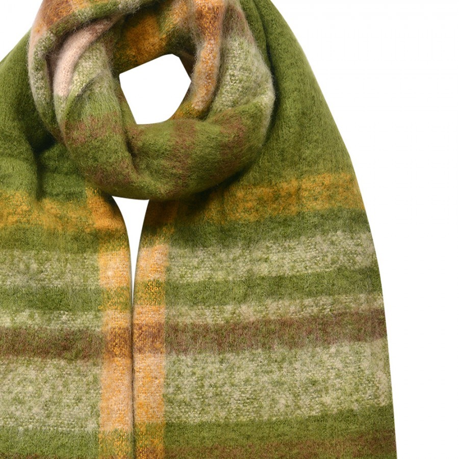Winter Scarf Women 39x200 Cm Green Brown Synthetic Rectangle Scarf - Series Clayre & Eef Winter Scarf Women 39x200 Cm Green Brown Synthetic Rectangle Scarf - Series Clayre & Eef