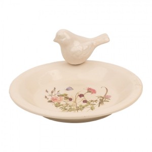 Keramické krmítko pro ptáčky s lučními květy Flowers of Love M - Ø 21*10 cm