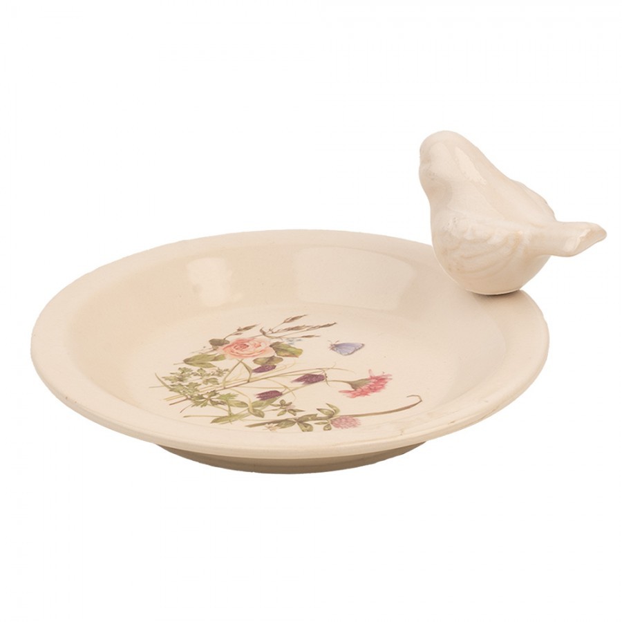 Keramické krmítko pro ptáčky s lučními květy Flowers of Love M - Ø 21*10 cm
