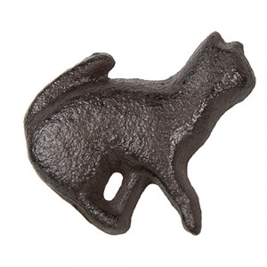 Hnědá litinová úchytka ve tvaru kočky - 5*3*5 cm