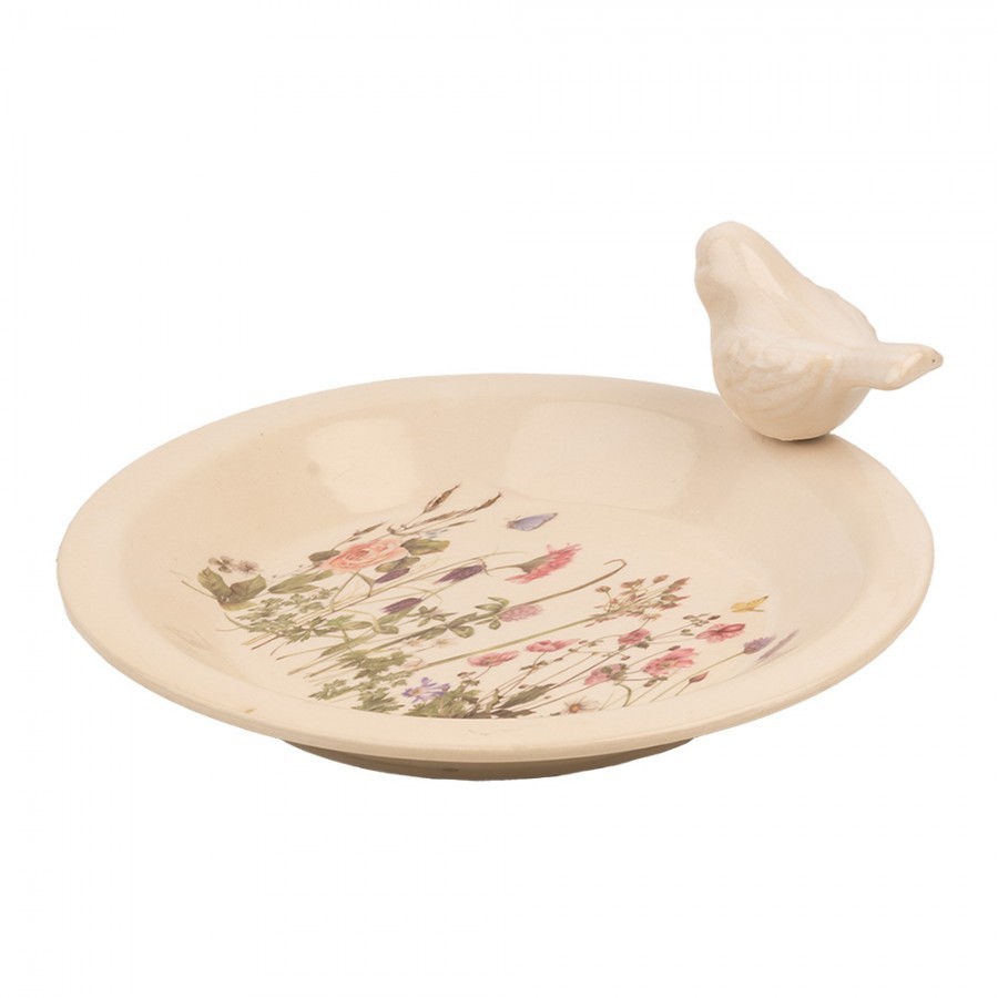Keramické krmítko pro ptáčky s lučními květy Flowers of Love L - Ø 26*10 cm