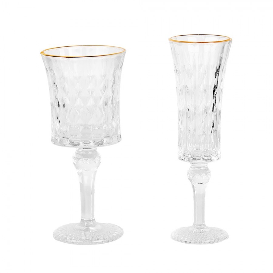 Sklenička na šampaňské se zlatým proužkem Gold line - Ø 6*20 cm / 100 ml