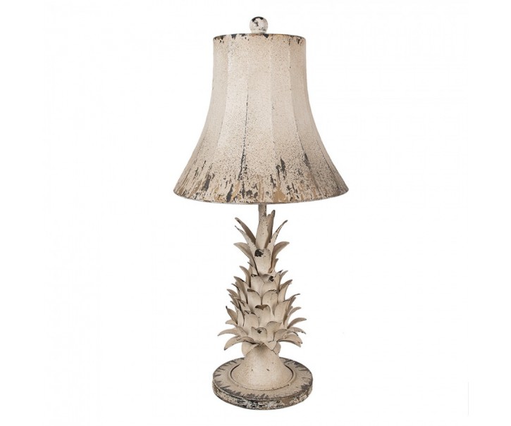 Béžová antik kovová stolní lampa Brocante pineapple - Ø 30*64cm E27/ 1*60W Clayre & Eef