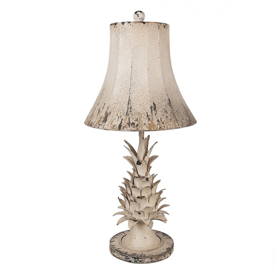 Béžová antik kovová stolní lampa Brocante pineapple - Ø 30*64cm E27/ 1*60W