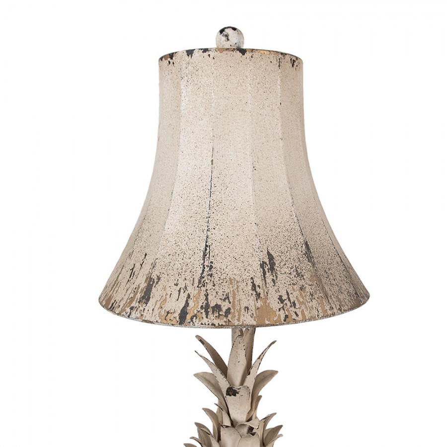 Béžová antik kovová stolní lampa Brocante pineapple - Ø 30*64cm E27/ 1*60W
