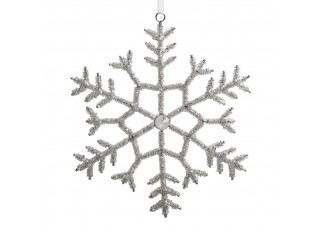 Champagne antik závěsná sněhová vločka s kamínky Snowflake - 20 cm