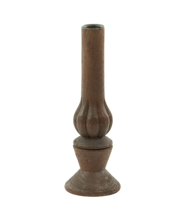 Tmavě hnědý dřevěný svícen na úzkou svíčku Tavola - Ø 9*25 cm