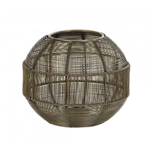 Bronzový antik kovový svícen Pilka - Ø 17*14 cm
