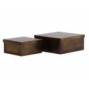 2ks bronzový antik kovový úložný box Loberio - 16*16*7/ 12*12*6 cm 