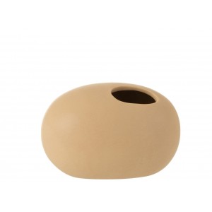 Béžová keramická oválná váza Matt Beige S - 16*10*10,6 cm