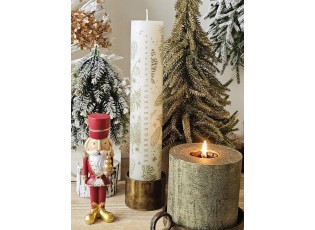 Bílo-zlatá adventní svíčka s čísly 1-24 Advent Candle - Ø 5*25cm / 60h