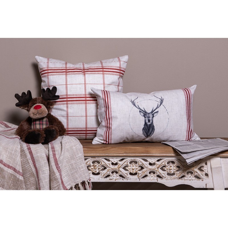 Béžový povlak na polštář s jelenem Christmas Deer - 30*50 cm 