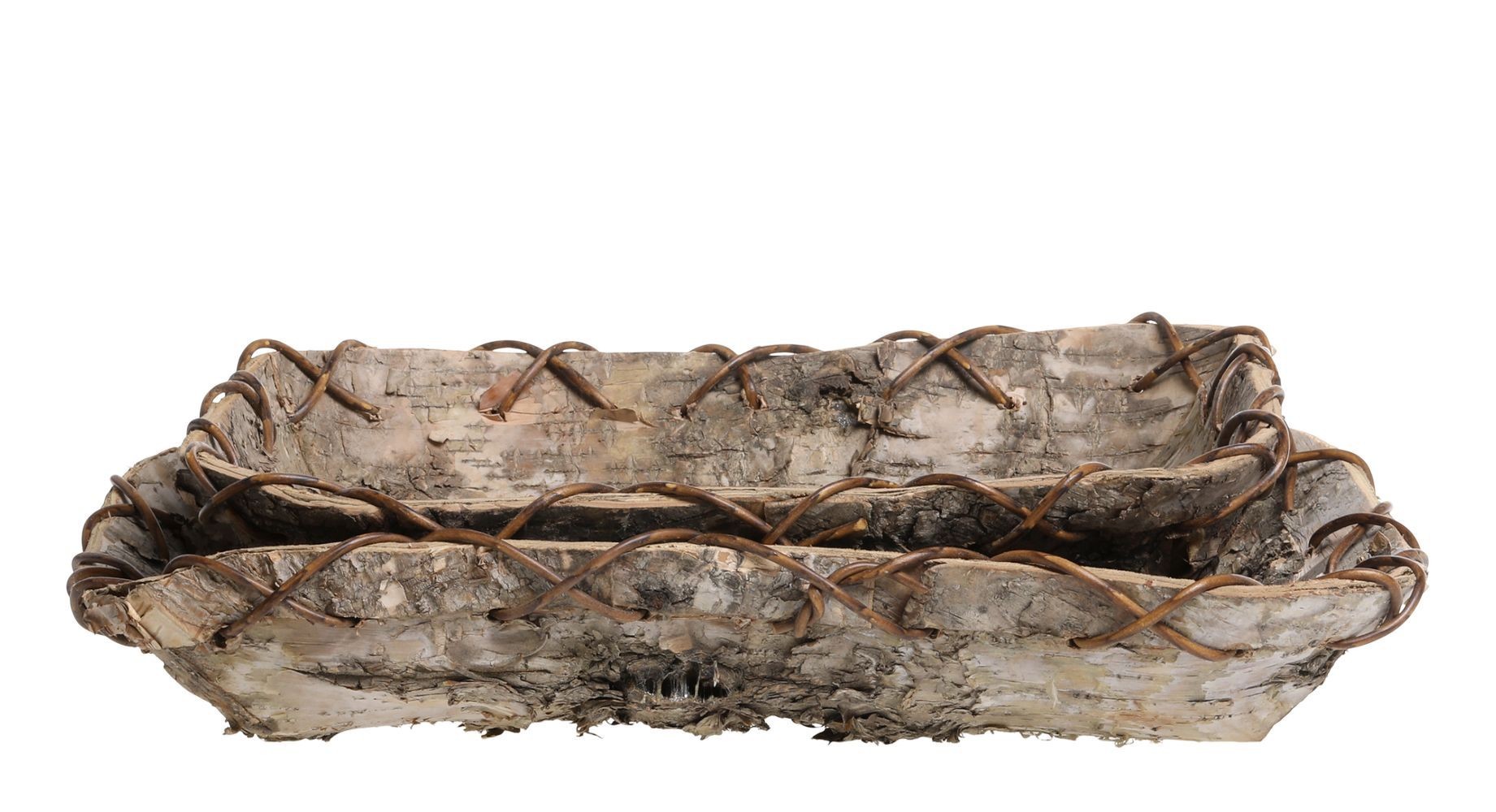 2ks dekorační podnos z březové kůry Birch Tray - 35*23*6 / 30*20*6 cm