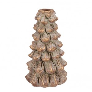Mosazný antik cementový svícen ve tvaru stromku Tree - Ø 11*19 cm