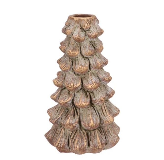 Mosazný antik cementový svícen ve tvaru stromku Tree - Ø 11*19 cm