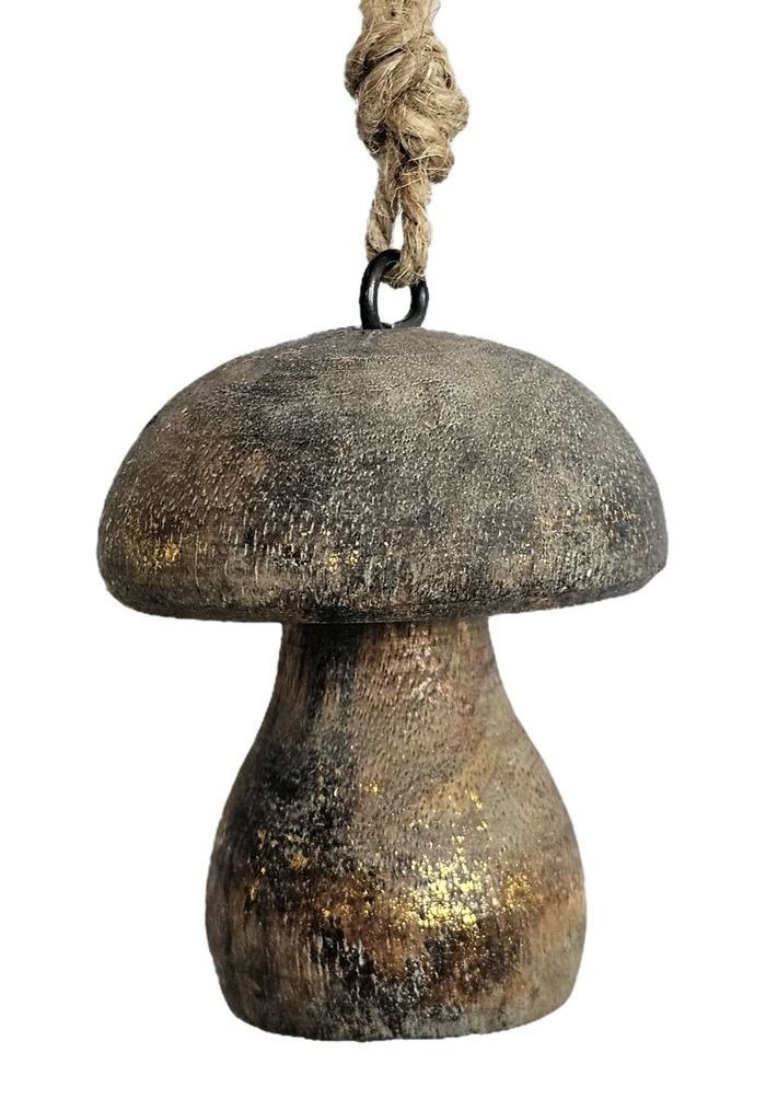 Dřevěná závěsná ozdoba s patinou houbička Mushroom - Ø 5 * 7cm