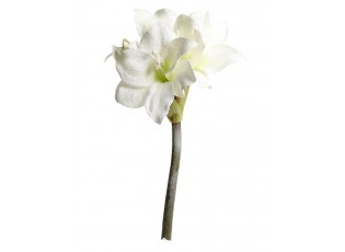 Krémová třpytivá zasněžená umělá květina Amaryllis - 64 cm