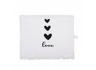 Bílý kuchyňský froté ručník se srdíčky Love Birds - 40*66 cm