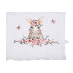 Bílý froté kuchyňský ručník s králíčkem Floral Easter Bunny - 40*66 cm