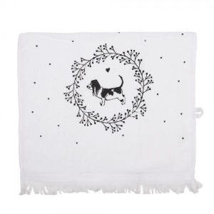 Bílý froté kuchyňský ručník s pejsky Lovely Grey Dogs - 40*66cm