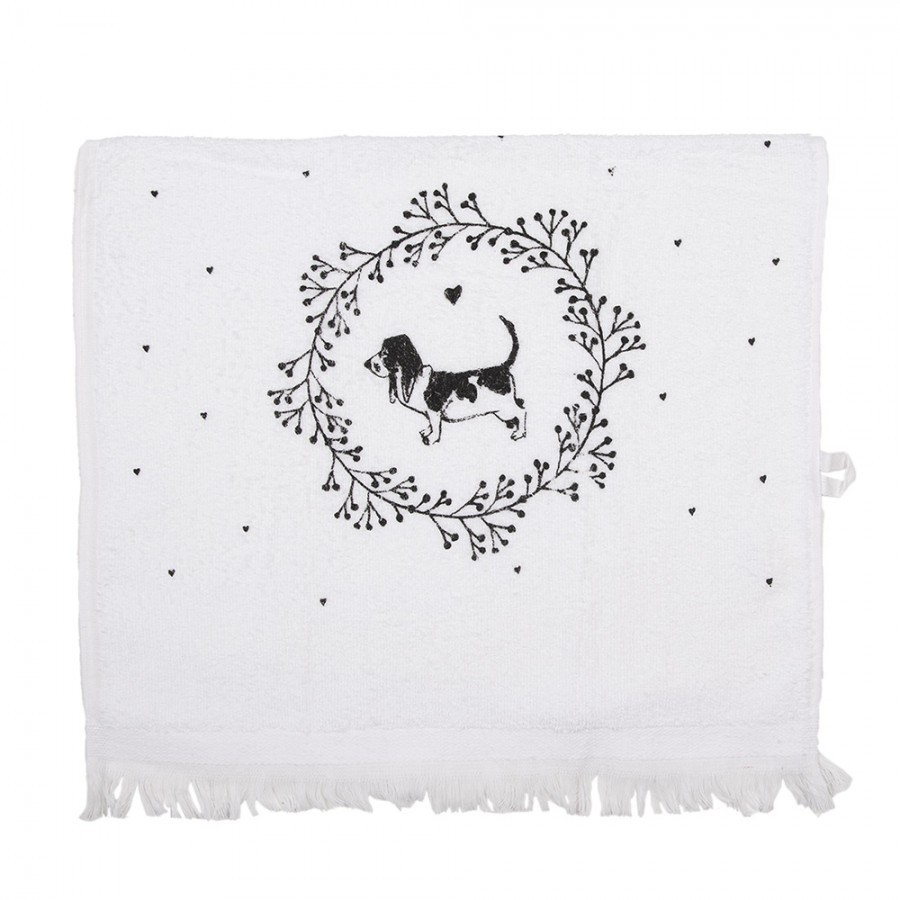 Bílý froté kuchyňský ručník s pejsky Lovely Grey Dogs - 40*66cm