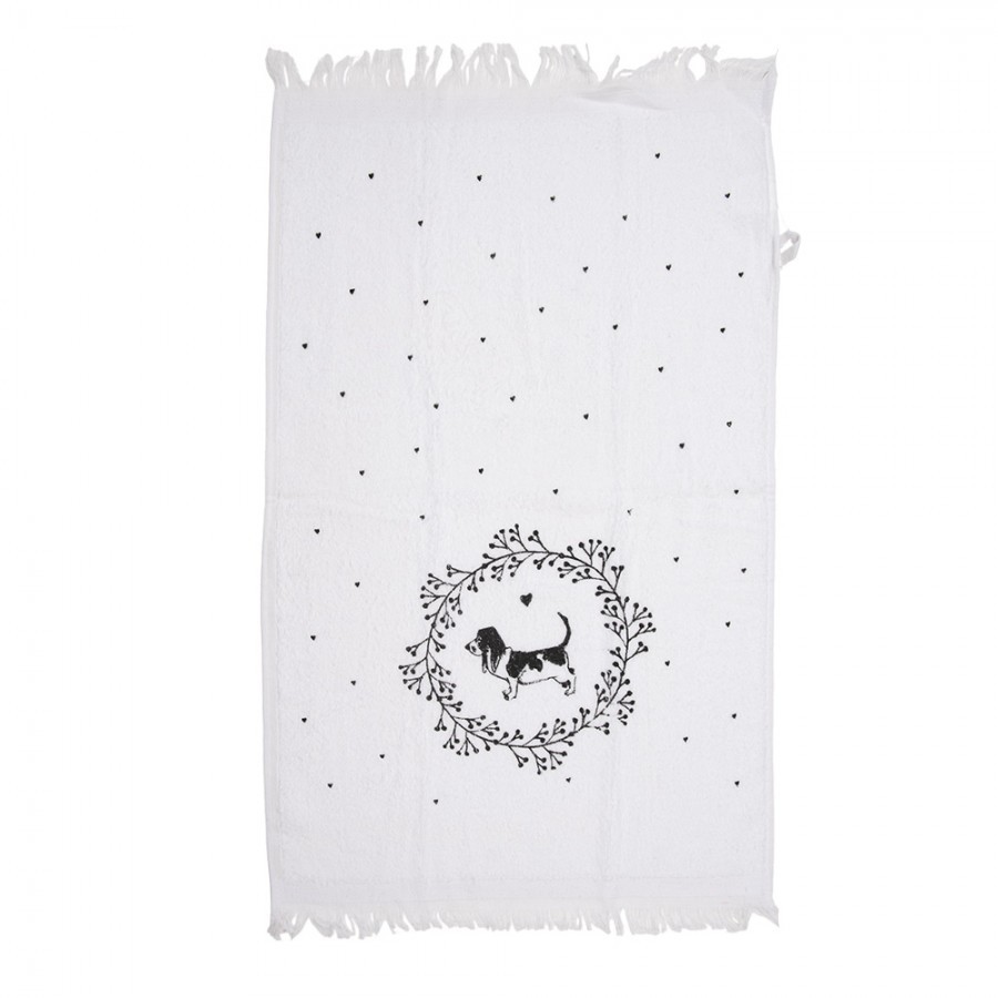 Bílý froté kuchyňský ručník s pejsky Lovely Grey Dogs - 40*66cm