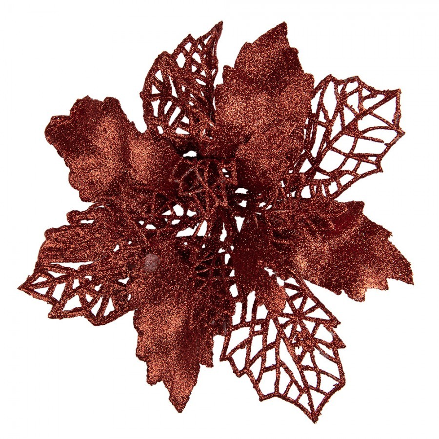 Červená třpytivá umělá dekorace vánoční hvězda Poinsettia - Ø 22*5 cm 