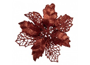 Červená třpytivá umělá dekorace vánoční hvězda Poinsettia - Ø 22*5 cm 