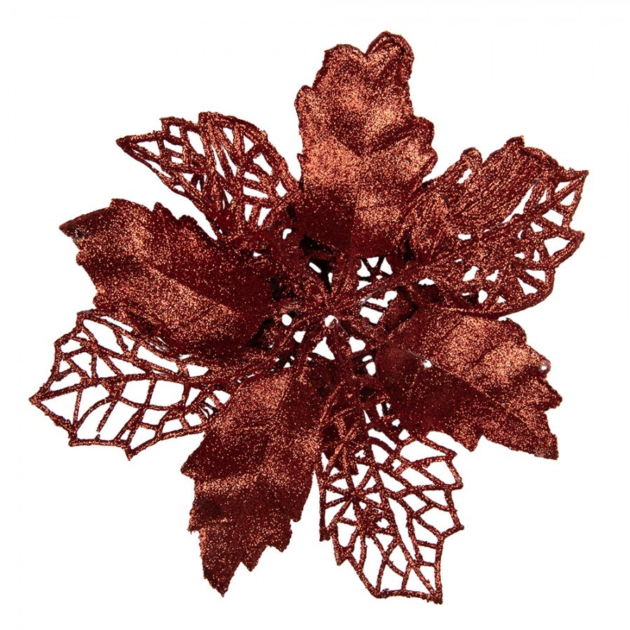 Červená třpytivá umělá dekorace vánoční hvězda Poinsettia - Ø 22*5 cm 