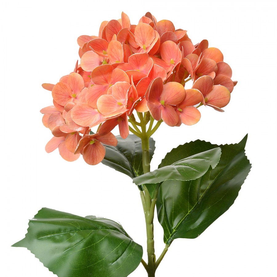 Oranžová umělá květina hortenzie Hydrangea - 16*15*68 cm