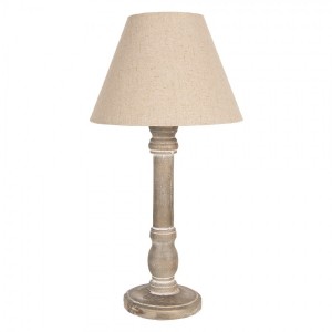 Hnědá stolní lampička s béžovým stínidlem Shabby - Ø 23*45 cm E27/max 1*40W