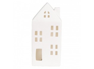 Bílý porcelánový dekorační domek s Led světýlky - 7*6*15 cm