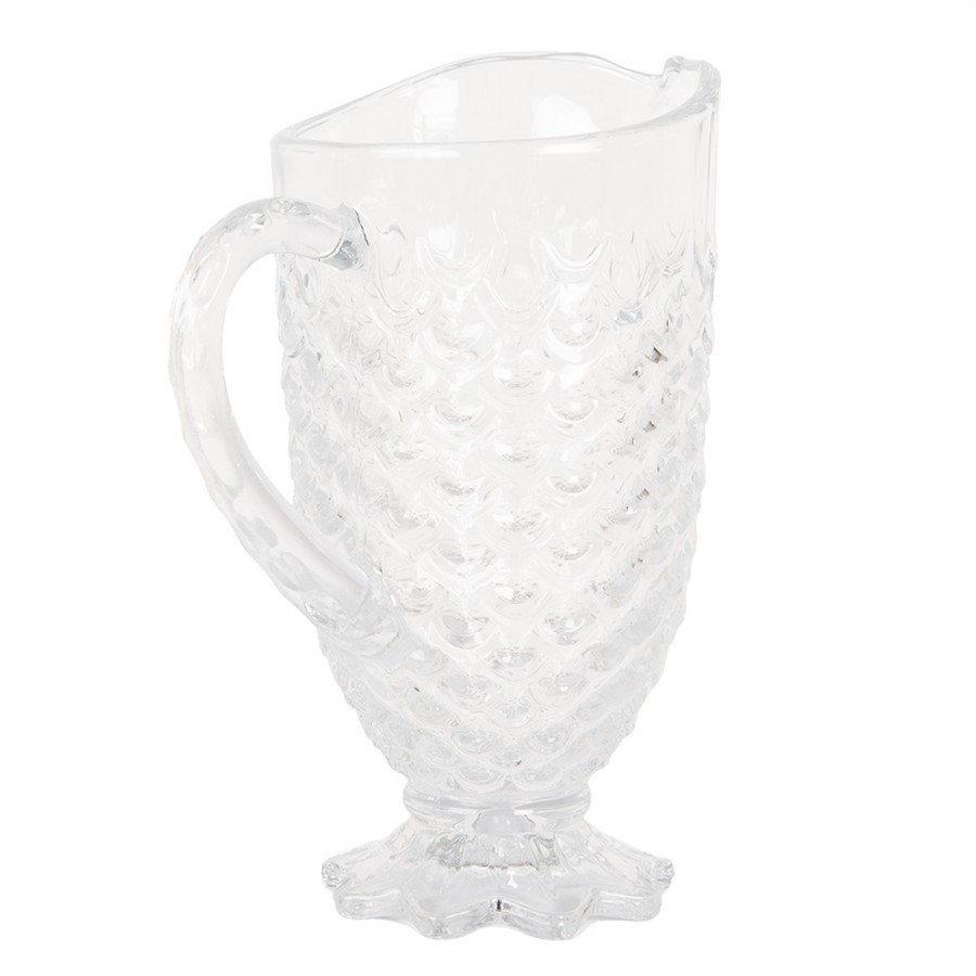Transparentní skleněný džbán s dekorem - 20*13*24 cm / 1100 ml