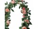 Artificial Flower Garland 150 Cm Pink Green Plastic Roses - 10*10*150 cm Clayre & Eef