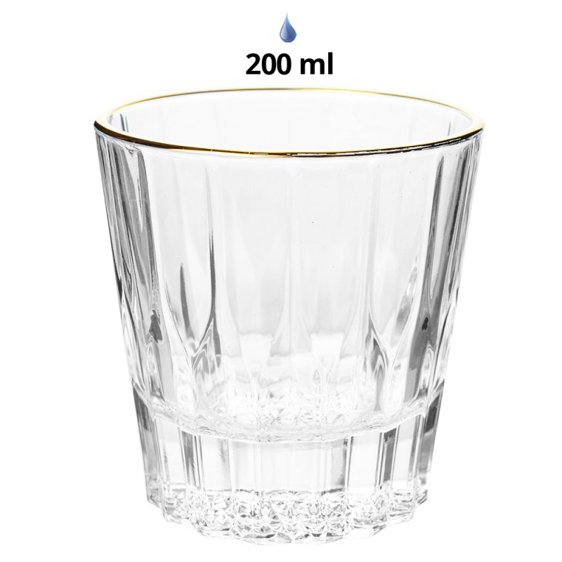Sklenička na vodu se zlatým proužkem Gold line - Ø 9*9 cm / 200 ml