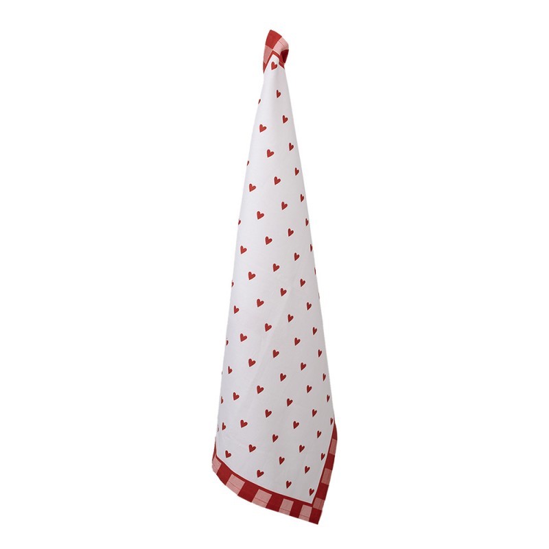 Bílo-červená utěrka se srdíčky Love It - 50*70 cm