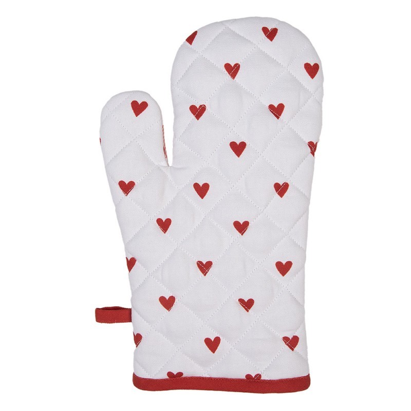 Bílo-červená chňapka - rukavice se srdíčky Love It - 18*30 cm