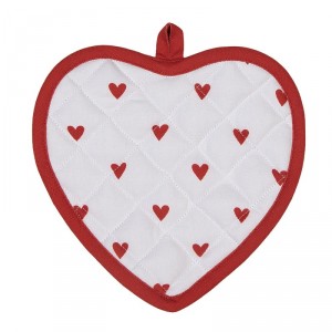 Bílo-červená chňapka - podložka se srdíčky Love It - 20*20 cm