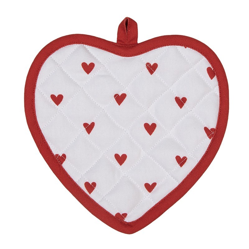 Bílo-červená chňapka - podložka se srdíčky Love It - 20*20 cm