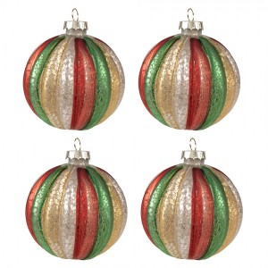 Set 4ks barevná skleněné vánoční koule Nostalgic Christmas - 8*8 cm