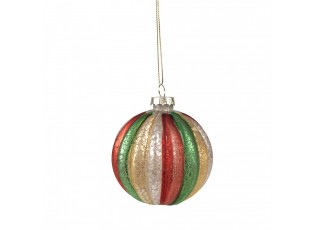 Christmas Bauble Set of 4 ? 8x8 cm Red Green Glass - 8,00 cm