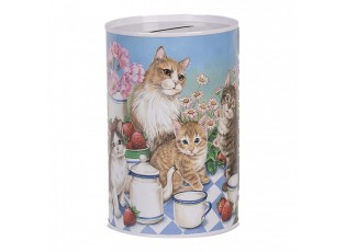 Money Box ? 8x13 Cm Blue Metal Cat - Home deco